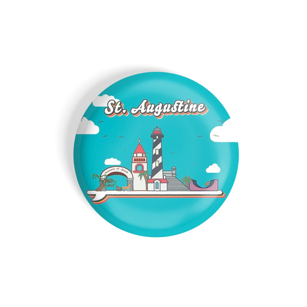 dhcrafts Round Fridge Magnet Multicolor St. Augustine D1 Glossy Finish Design Pack of 1 (58 mm)